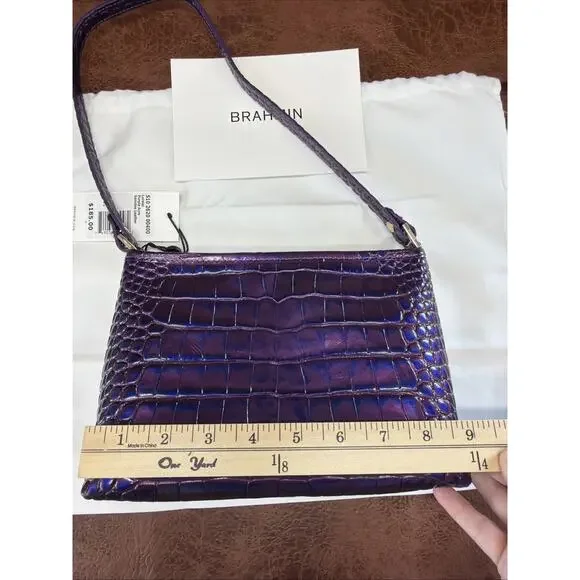 NWT Brahmin Melbourne Collection Lorelei Purple Acro Leather Shoulder Bag - Picture 9 of 16